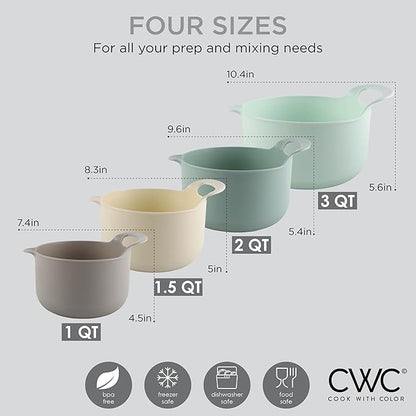COOK WITH COLOR Nesting Plastic Mixing Bowl Set with Pour Spouts and Handles
