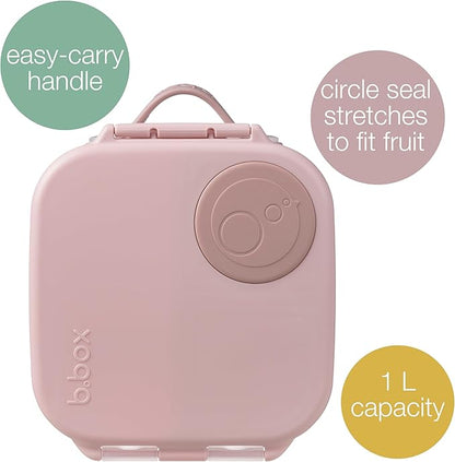 b.box Mini Lunch Box, Bento Box for Kids, Snack Container with 2 Leak Proof Compartments, Reusable Snack Containers with Lids, Kids Lunch Boxes Ages 3+, BPA Free, 4 1/4 Cup Capacity (Blush Crush)