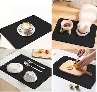 Dish Drying Mat for Kitchen Counter, Drying Mat for Dish Rack, Absorbent Hide