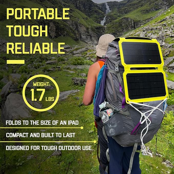 SunJack ??25 Watt Foldable Solar Panel, ETFE Monocrystalline Portable Solar Panel with USB-C and USB-A, IP67 Waterproof Solar Panels for Camping, Backpacking, Hiking and Travel