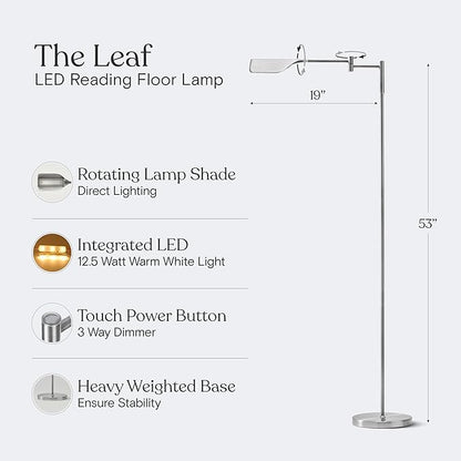 Brightech Leaf Pharmacy LED Reading Lamp, Dimmable Floor Lamp