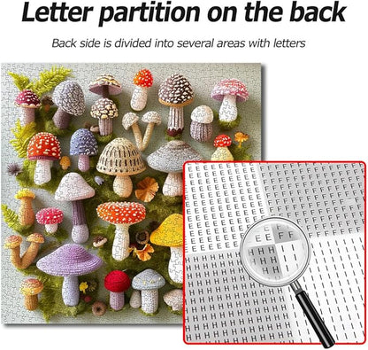 Bgraamiens Puzzle-Crochet Mushrooms-1000 Pieces Mushroom Puzzles for Adults, Nature Plant Jigsaw Puzzles Mushroom Art Puzzles,Unique Plant Jigsaw Puzzle Retro