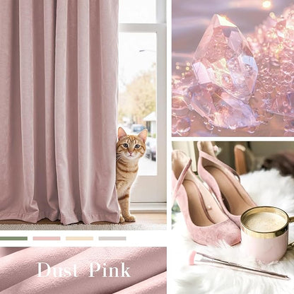 Lazzzy Velvet Blackout Curtains Thermal Insulated Room Window Drapes Super Soft