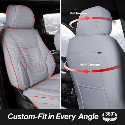 Coverland Custom SUV Car Seat Covers Front Seats for [2013-2025 Mazda CX-5] - Protector Car Seat Cover Water Resistant Leather Memory Form Back Support Seat Cushion [Front-Gray]