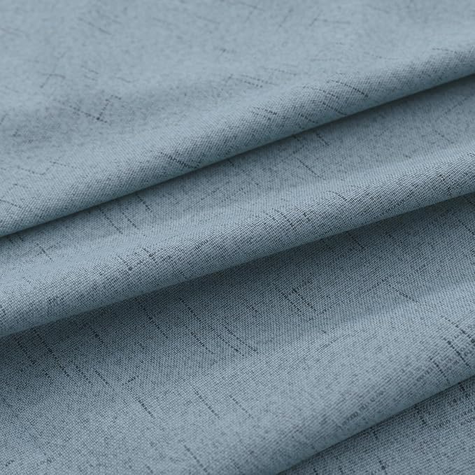 KOUFALL Bathroom Curtains Window, Calming Coastal Dusty Blue Linen Blackout