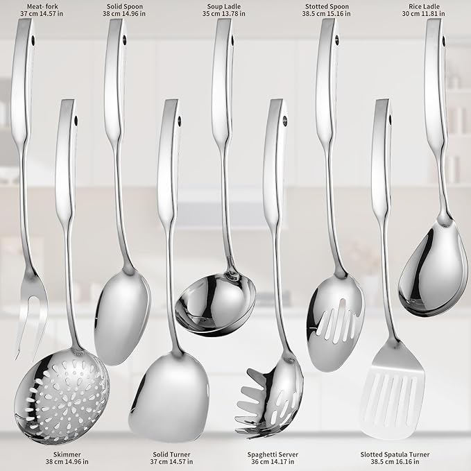 9PCS Silverware Set for 304 Stainless Steel Kitchen Utensils Set Cooking