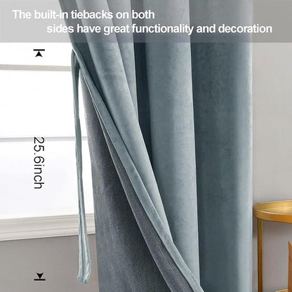 JIUZHEN Soft Velvet Curtains 108 inch, Room Darkening Smooth Hand-Feeling