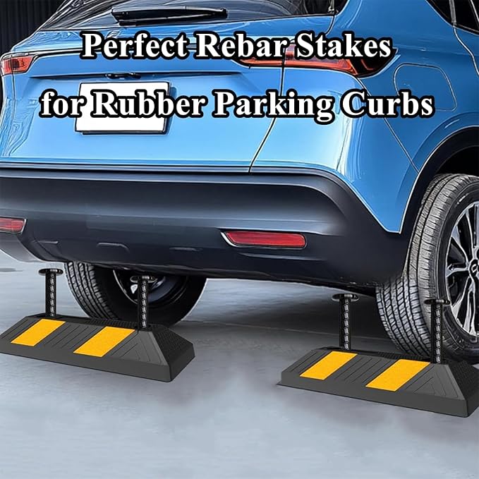 16 Inch Rebar Stakes 10 Pack Heavy Duty Ground Anchors 1/2 Inch Diameter Galvanized Steel Asphalt Anchoring Metal Spikes for Speed Bump, Parking Curb and Camping Tent