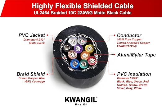 KWANGIL 10C 22AWG AMSB Shielded Cable Wire