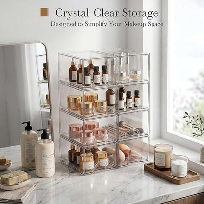 8 Pack Small Clear Stackable Acrylic Storage Boxes Storage Drawers, Storage