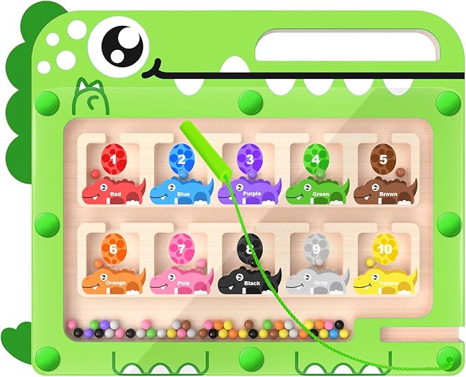 Magnetic Color and Number Maze, Montessori Toys, Wooden Puzzle Activity Board for 3+ Year Old Kids, Counting & Color Sorting Educational Toys for Toddlers and Boys Girls 3 4 5 6 Years Old
