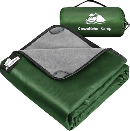 Fleece Waterproof Outdoor Blanket - Windproof Stadium Blanket for Camping, Picnics, and Sports Stay Dry and Comfortable 80"x 58"(Green)