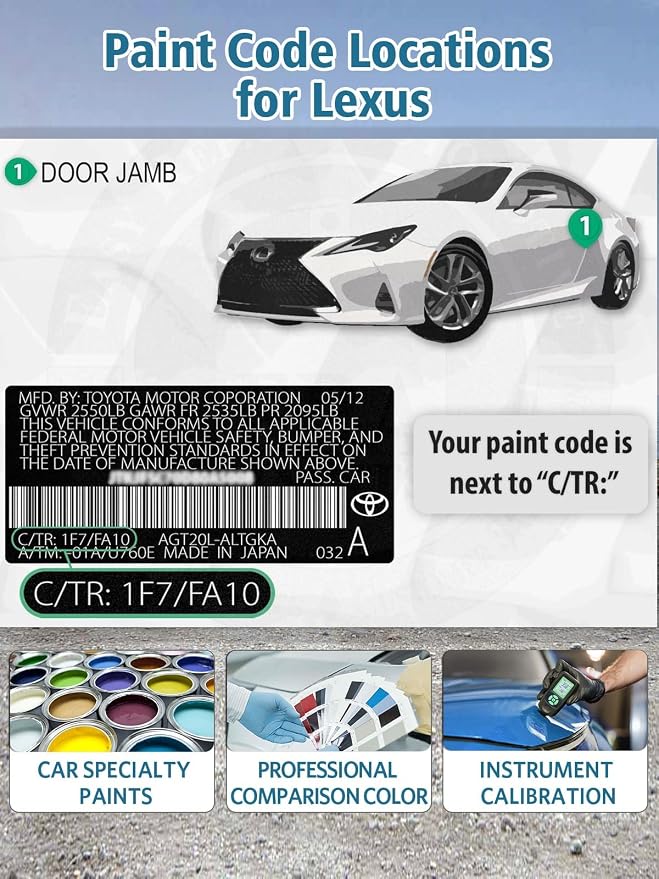 Grecian Water(8Y6) Touch Up Paint for Lexus Cars, Exact Color Match Car Paint Scratch Repair Pen Kit Quick & Easy Fix Vehicle Chips and Automotive Nicks Scuff