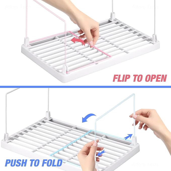NiHome 4-Pack Stackable Plastic Kitchen Storage Shelf Foldable Rack