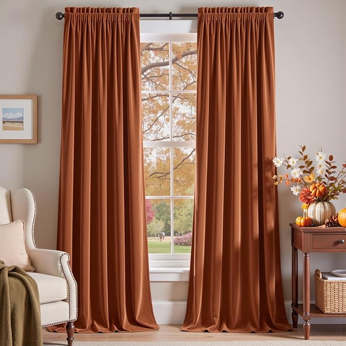 Lazzzy Velvet Blackout Extra Long Curtains Thermal Insulated Room Window Drapes
