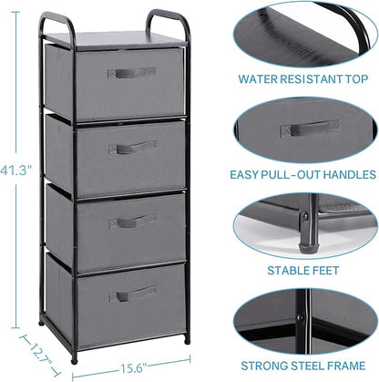 MAX Houser 4 Drawer Fabric Dresser Tall Storage Tower, Dresser Chest