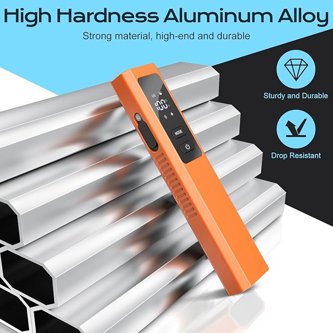 EDC Flashlight 4 in 1 Pocket Magnetic Slim Flat Flashlight High Lumens Work Light with Green Beam & UV Light & Warning Light Combo EDC Rechargeable LT-010 (Orange Color)