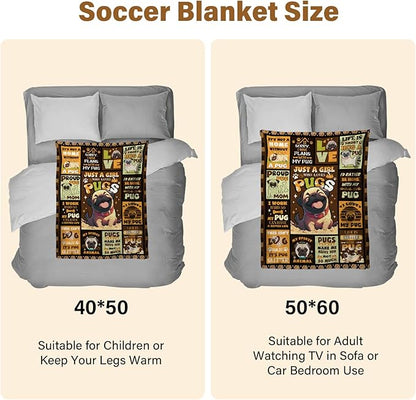 Pug Blanket Gifts for Women, Dog Lover Gifts, Pug Lovers, 50 * 60" Soft Throw Blanket for Christmas Birthday for Women