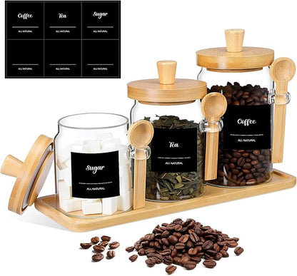 Suclain 3 Pcs Glass Coffee Container