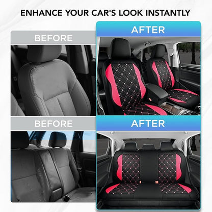 Road Comforts Seat Covers, Premium Leather Car Seat Covers Full Set for Women Girls,Airbag Compatible, Automotive Seat Covers Universal Fit Most Cars,Vans,Truck,SUV