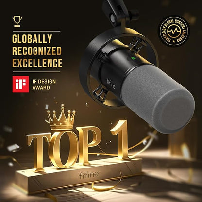 FIFINE Dynamic Microphone, XLR/USB Podcast Recording PC Microphone