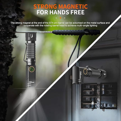 NICRON Rechargeable Flashlights Right Angle 90 Degree B74pro,1000 High Lumens Magnetic for Handfree,IP65 Waterproof Compatiable with AA Battery for Hiking Outdoor Camping Work Emergency.
