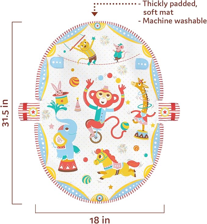 Yookidoo Baby Gym and Play Mat - 3 Stage Accessory Gym with Motorized Robot Track - 20 Development Activities - Age 0-12 Months (Gymotion Circus Playland)
