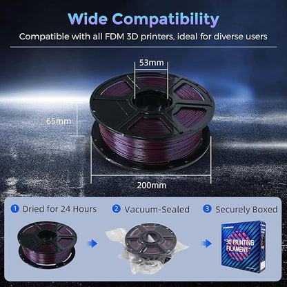 FLASHFORGE PLA Filament 1.75mm +/- 0.02mm Marsala, Color Changeable 3D Printer Filament 1kg (2.2lbs), Chameleon 3D Printing Filament Changing Colors with Light and Angle