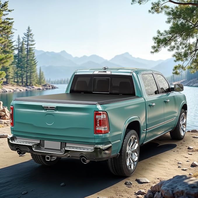 Soft Roll Up Truck Bed Tonneau Cover Fit for Dodge Ram 1500 2002-2023, Fit for Dodge Ram 2500 3500 2003-2026 8 ft Bed Without Rambox