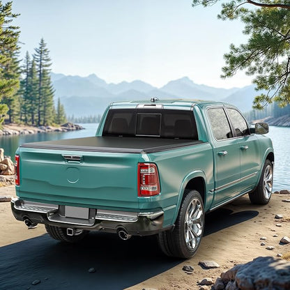 Soft Roll Up Truck Bed Tonneau Cover Fit for Dodge Ram 1500 2002-2023, Fit for Dodge Ram 2500 3500 2003-2026 8 ft Bed Without Rambox