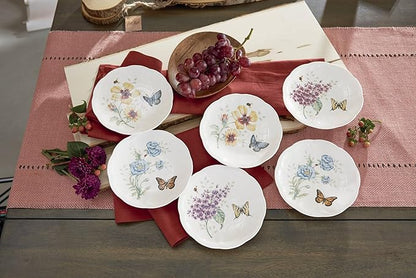 Lenox 817046 Butterfly Meadow 6-Piece Tidbit Plate Set, White, 3.05 LB