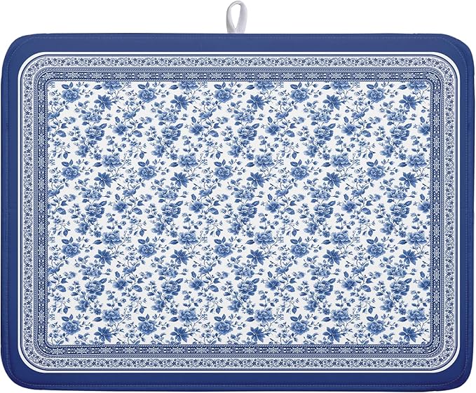 Blue Floral Branches Dish Drying Mat