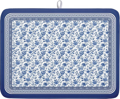 Blue Floral Branches Dish Drying Mat