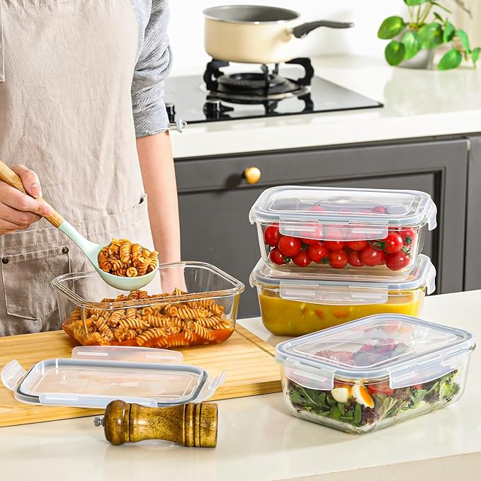 4 Pack 8 Cups/ 63oz Large Glass Storage Containers