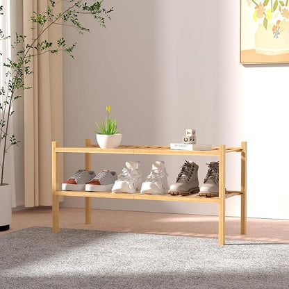 ROMGUAR CRAFT 2 Tier Bamboo Shoe Rack
