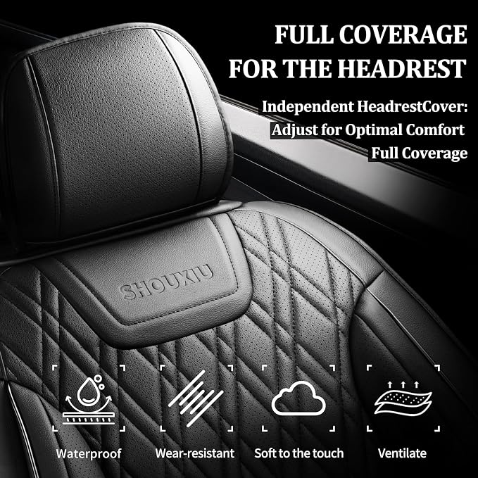 Car Seat Covers Compatible with Hyundai Accent 2017-2025 2026 - Full Set 5 Seats Luxury Leather All-Weather Seat Cushions & Protectors, Waterproof & Breathable, Airbag Compatible (Black)