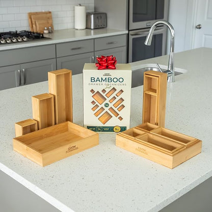 Grow Forward Bamboo Drawer Organizer Boxes