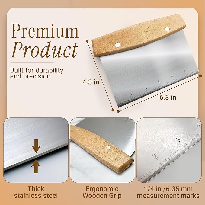 Multipurpose Bench Scraper, Dough Scraper and Dough Cutter