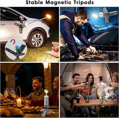 Camping Lights Rechargeable, Detachable Camping Lantern with Stand, Telescopic Waterproof Camp Lamp, Magnetic Work Hanging Light, LED Tent Flashlights for Emergency (Gray)