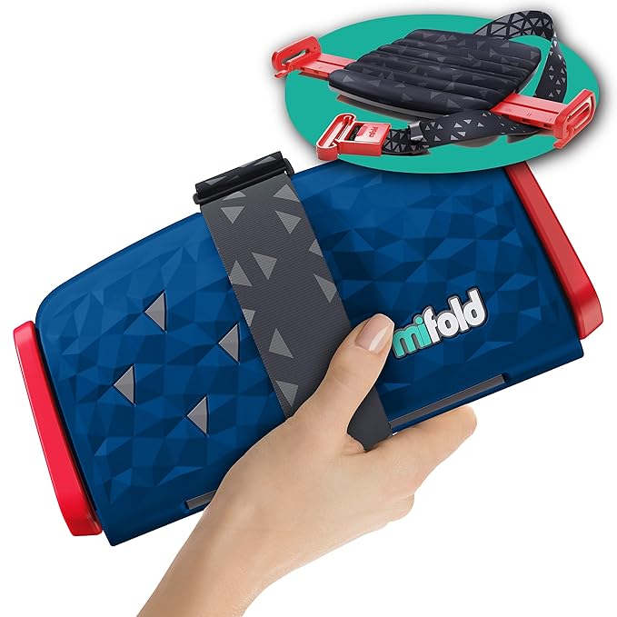 New Mifold Comfort Grab-and-go Car Backless Booster Seat-Compact and Portable for Every Day, Carpooling, Travel, Ocean Blue