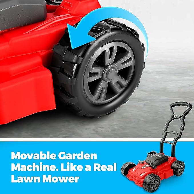 Kids Lawn Mower - Toy Choi's Pretend Play Series Toddler Lawn Mower, Indoor Outdoor Push Gardening Summer Toy Tool Set for Boys & Girls 3,4,5,6,7,8