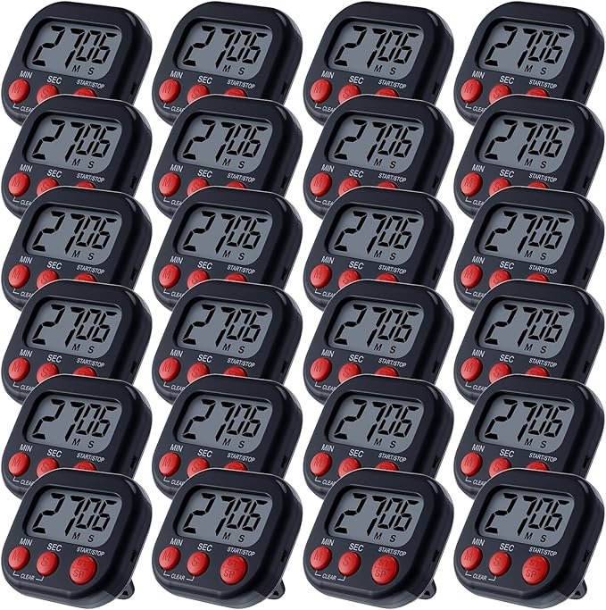 Leumoi 24 Pcs Digital Kitchen Timers Magnetic Back Timers Bulk Large Screen
