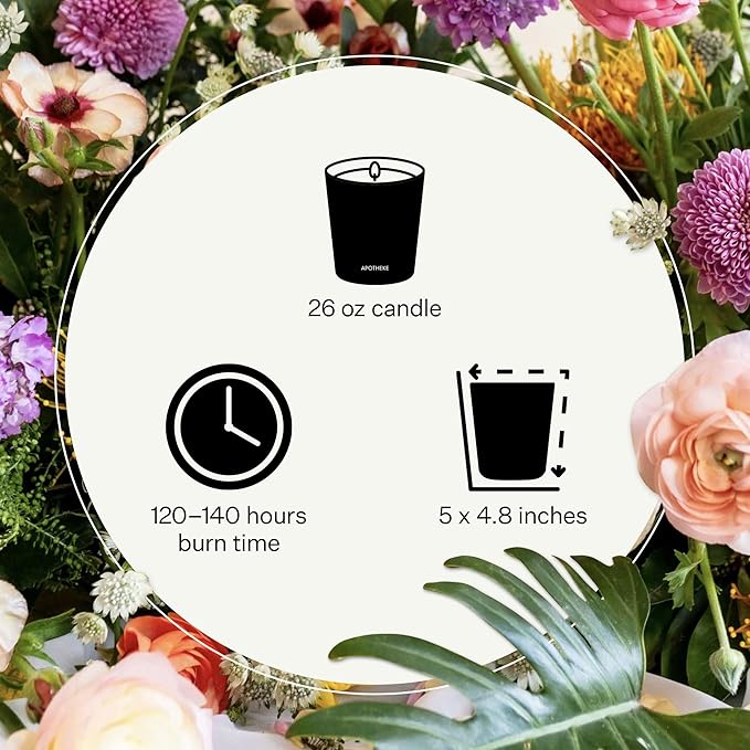 Apotheke 3-Wick Scented Candles for Home, White Vetiver - 26 oz Soy Wax Jar Candle Gift for Women - Long-Lasting Fragrance with Perfume-Grade Essential Oils - Sandalwood, Eucalyptus & Vetiver