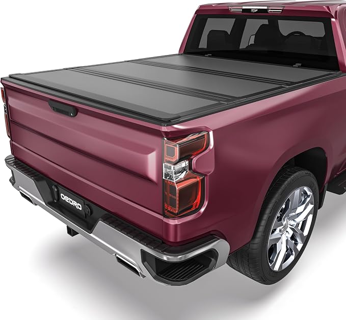 OEDRO Low-Profile Hard Tri-Fold Tonneau Cover Compatible with Chevy Silverado/GMC Sierra 2500HD 3500HD 2020-2026 6.9ft Bed w/o Multi-Flex Tailgate, One-Handed Quick Release, Drainage Design