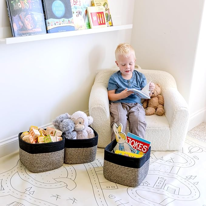 NaturalCozy Storage Cubes 9”x9”x7”Cotton Rope Woven Baskets
