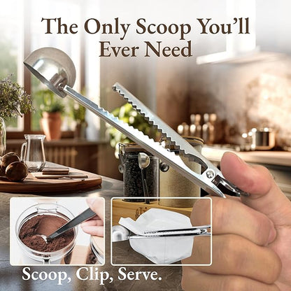 Airtight Coffee Canister with Scoop | Curated Glass Storage Set for Beans, Grounds & Sugar | 9-Piece Ritual Organizer with Bamboo Base, Versatile Artisan Spoon, Labels & Cleaning Brush