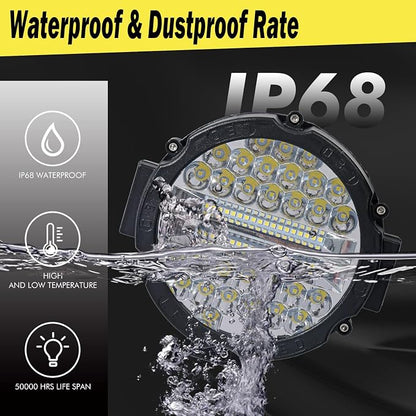 7 Inch Round LED Offroad Light Pod 201W 15000LM Off Road Driving Work Light Pod Flood Beam Pod Lights for Pickup Trucks SUV ATV UTV Tractor, 10PCS