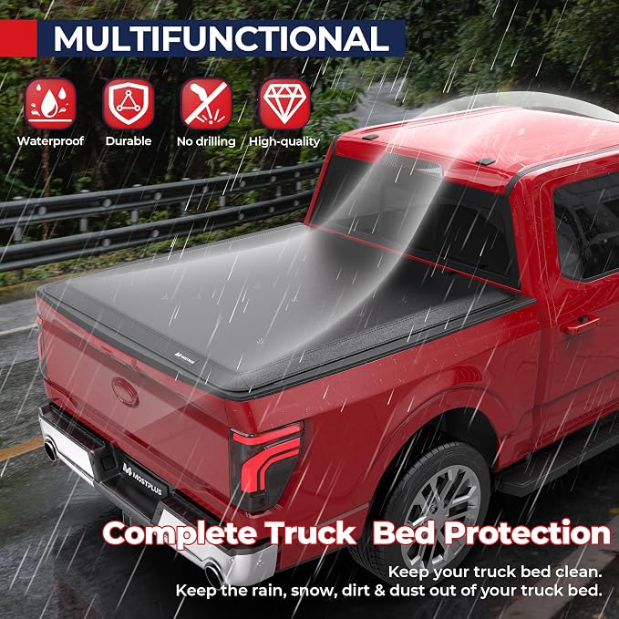 MOSTPLUS 5.5FT Tri-Fold Soft Folding Truck Tonneau Cover Compatible with 2004 2005 2006 2007 2008 Ford F150 F-150 (Excl. 2004 Heritage) Styleside 3 Fold On Top (67Inch)