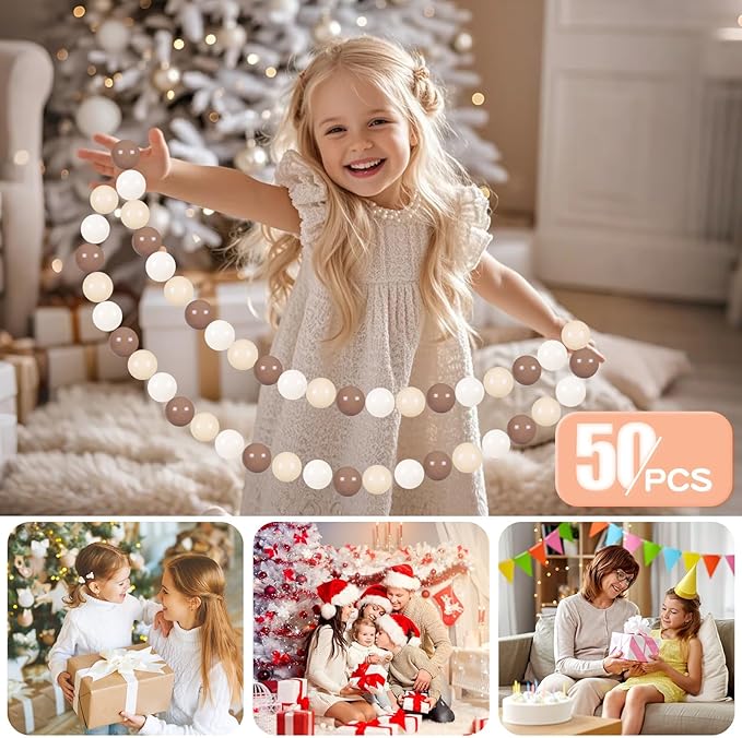 GOGOSO Ball Pit Balls for Toddlers Phthalate-Free BPA-Free Non-Toxic Crush Proof Soft Plastic Play Balls Baby Kids Shape Tent Pool Playhouse Playpen Party Decor,Coffee Brown Beige,50PCS
