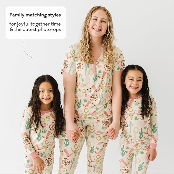 Little Sleepies Two-Piece Pajama Set for Boys & Girls, Soft Viscose from Bamboo Toddler Pajamas for Kids, Family Matching PJs